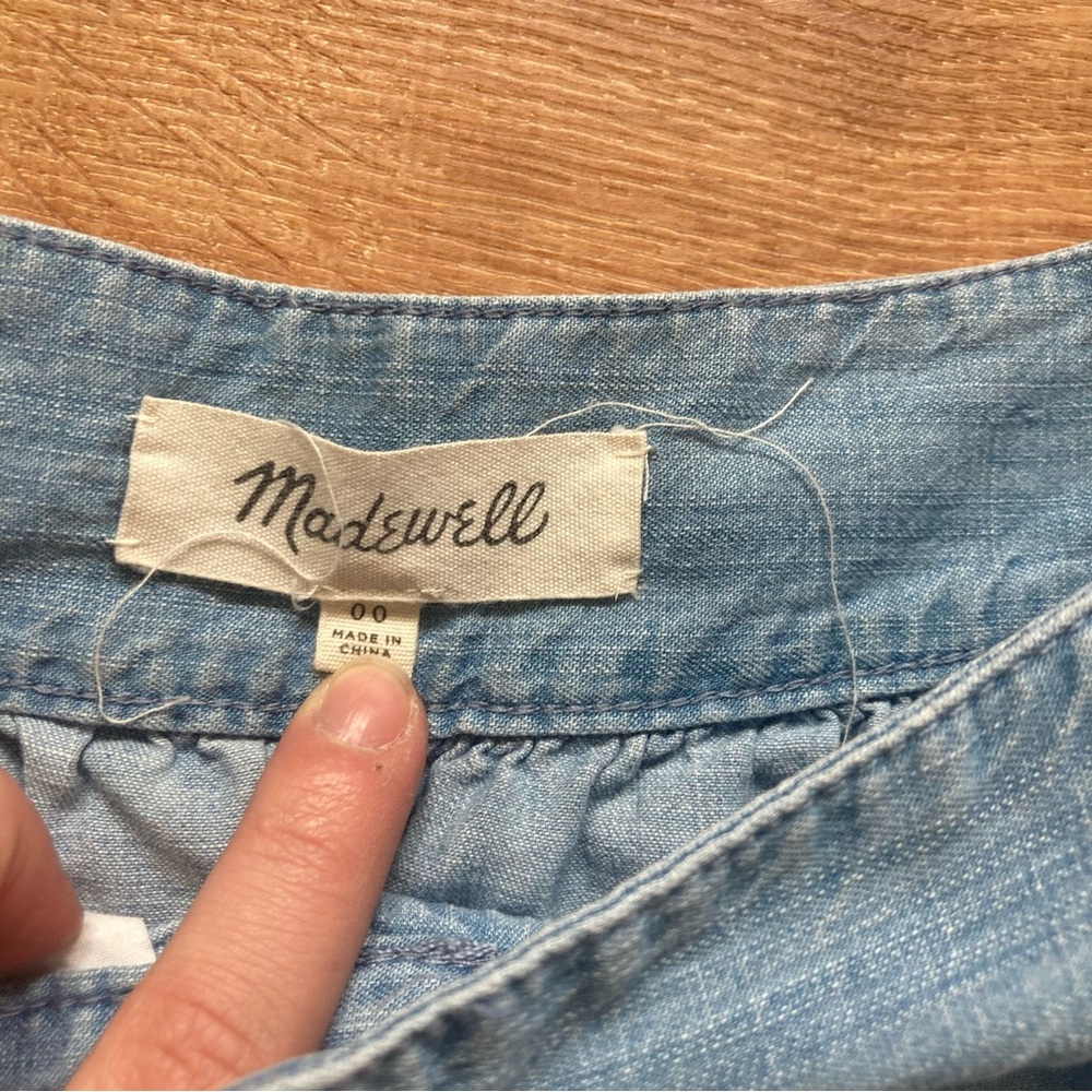 Madewell blue denim long midi skirt with white button front - Picture 3 of 3